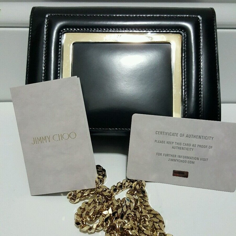 New 100% Authentic Jimmy Choo Ava Mixed-Media Chain Shoulder Purse Bag